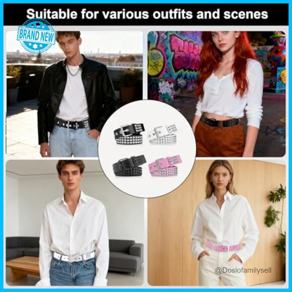 Studded Punk Belt Set Y2K Grunge Emo Style with Grommet Metal Details main image 2